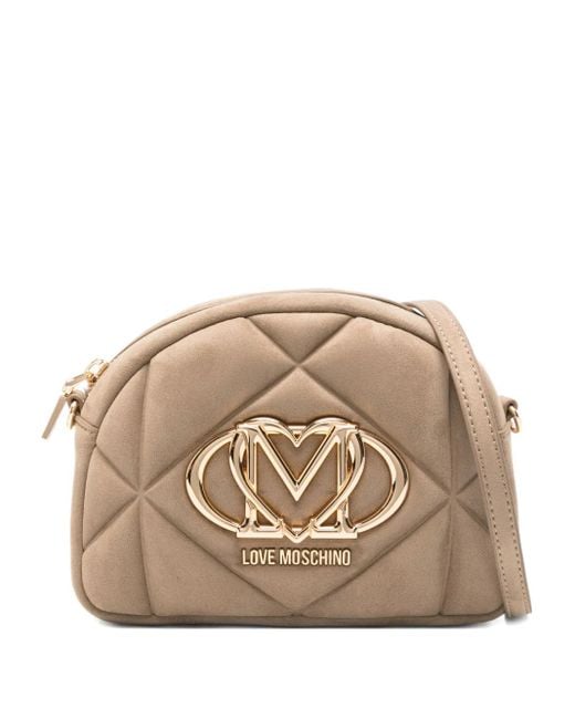 Sac À Bandoulière Matelassé À Plaque Logo Love Moschino en coloris Natural