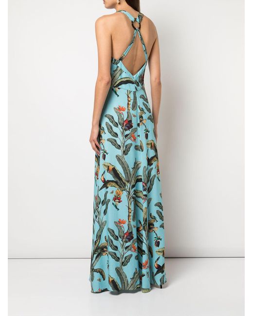 PATBO Synthetic Tropical Print Halter Neck Maxi Dress in Blue - Save 40% - Lyst