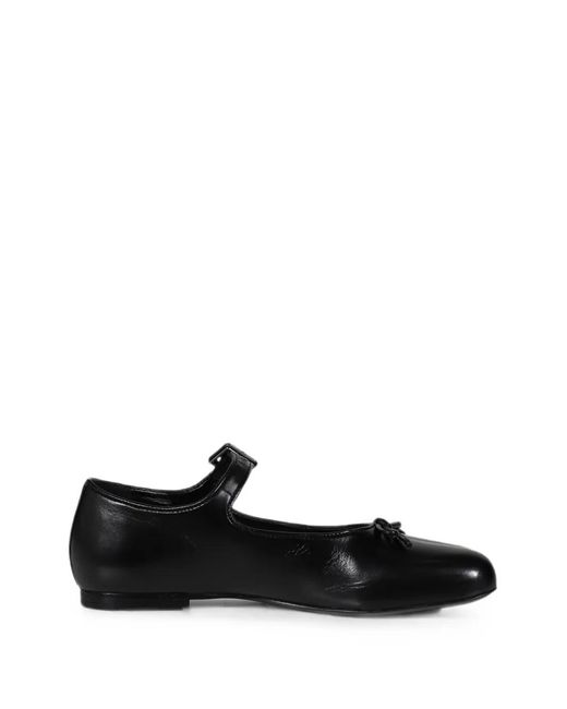 Sandy Liang White Paw Buckle-Fastening Bow-Detail Ballet Flats