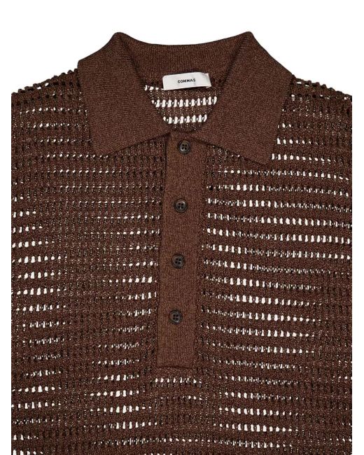 Commas Brown Open-Work Polo Shirt for men