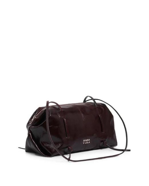 Bimba Y Lola Black Burgundy Leather Lolita Bag