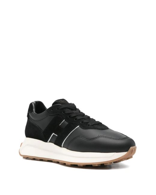Hogan Black Leather Suede Sneakers