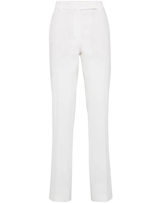 Brunello Cucinelli White Cotton Tailored Straight Trousers