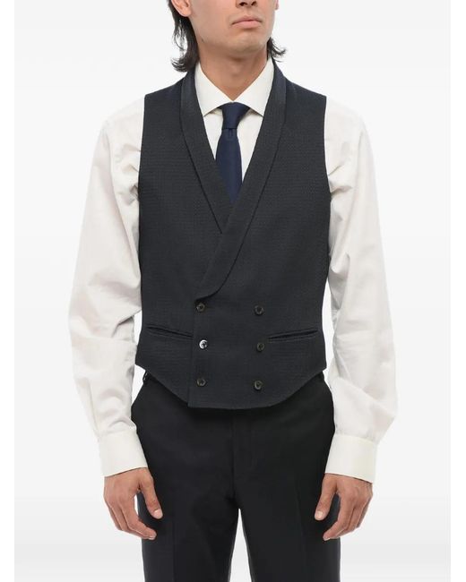 Corneliani Blue Double-Breasted Waistcoat for men