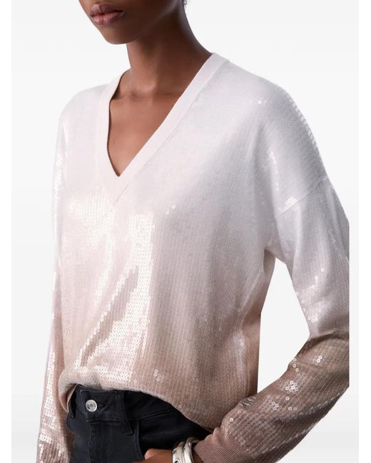 Liu Jo White Dégradé Sweater With Sequins