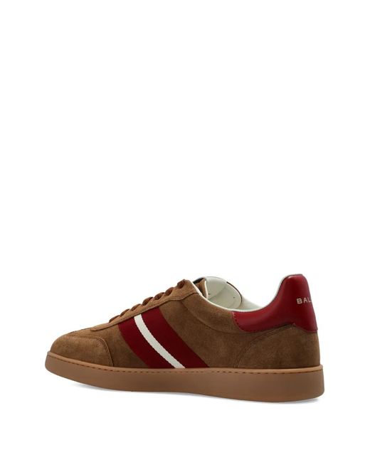 Bally Brown Retro Crest Striped Trainers for men