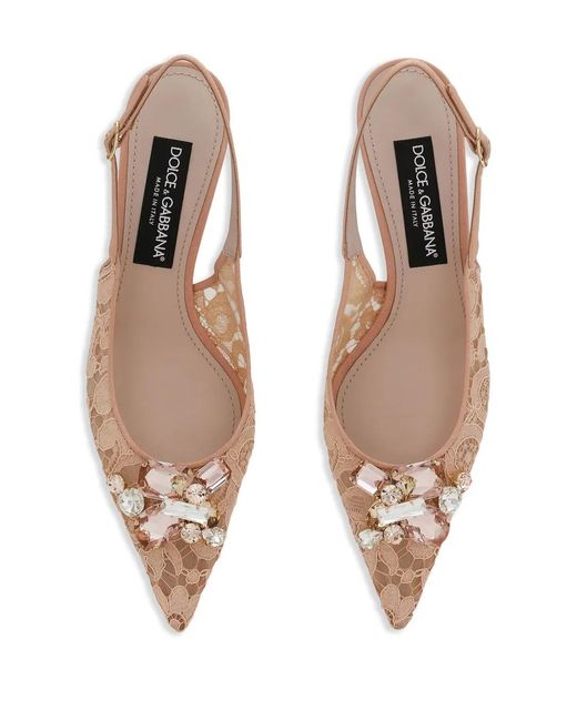 Dolce & Gabbana Pink Lace Slingback Pumps