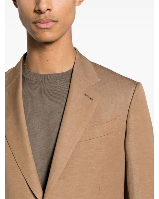 Zegna Brown Trofeo Single-Breasted Blazer for men
