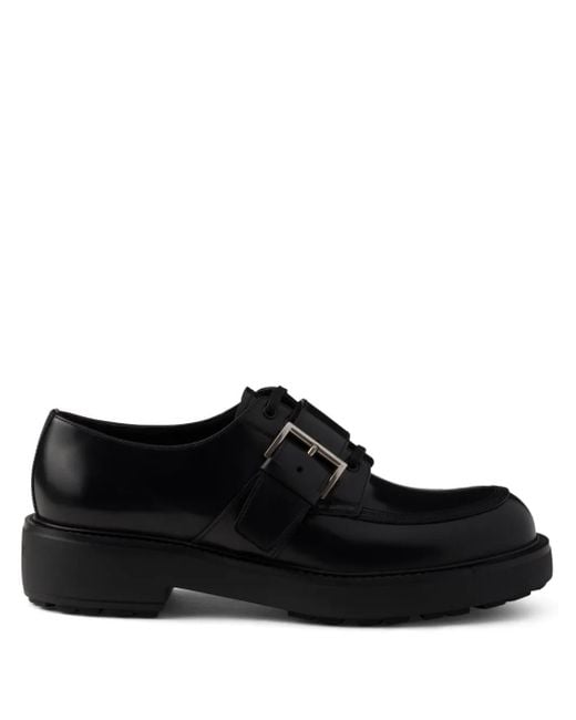 Prada Black Leather Derby Sooes for men