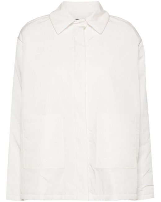 Crinkled padded shirt jacket Fabiana Filippi de color White