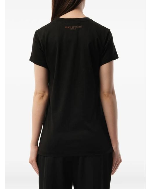 Mastermind Japan Black Slogan-Print Crew-Neck T-Shirt