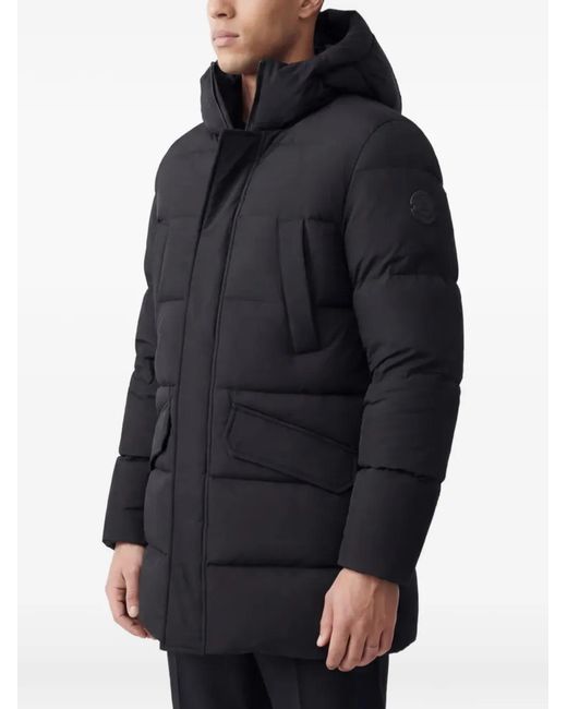 Heskimo Black Hooded Flap-Pocket Coat for men
