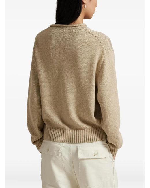 Polo Ralph Lauren Trui Met Ronde Hals En Geborduurde Beer in het Natural