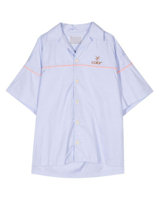 Kolor Blue Logo-embroidered Cotton Shirt for men