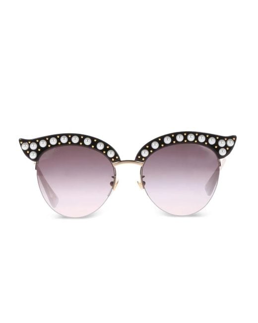 Gucci Black Cat-Eye-Sonnenbrille Mit Zierperlen