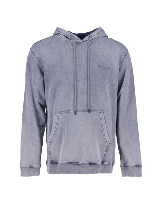 Dondup Blue Logo-Print Kangaroo-Pocket Hoodie for men