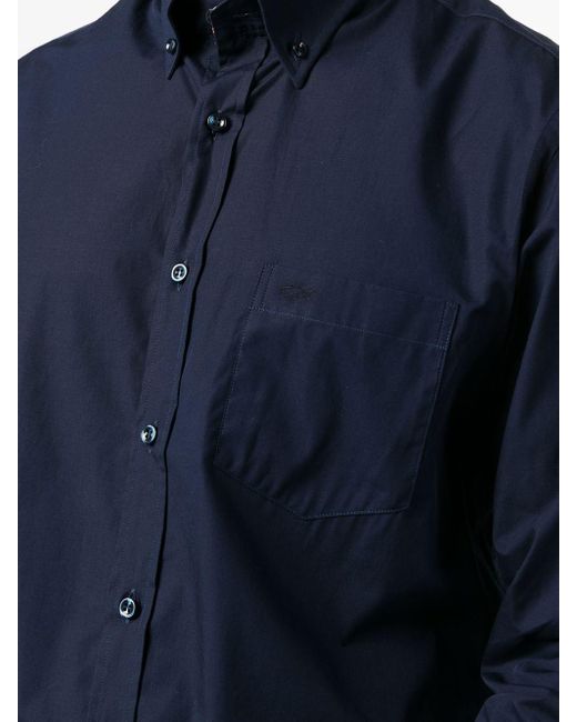 Paul & Shark Blue Logo-embroidered Button-down Shirt for men