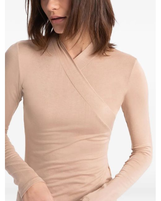 MARCELLA Natural Morgan V-Neck Wrap Top