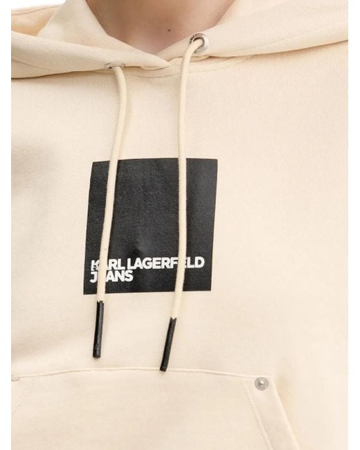 Felpa Con Coulisse, Logo E Cappuccio di Karl Lagerfeld in Natural