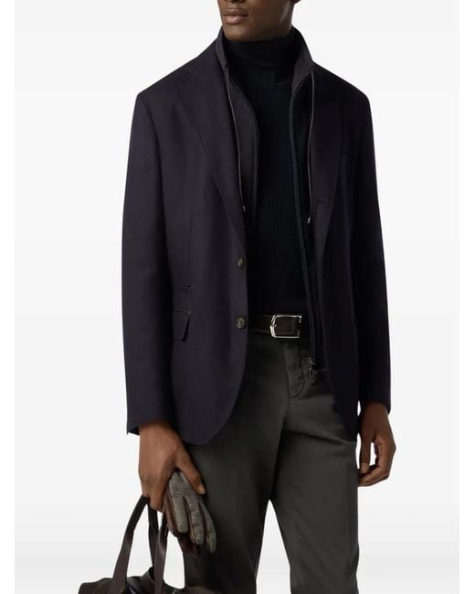 Corneliani Blue Zip Outdoor Jacket for men