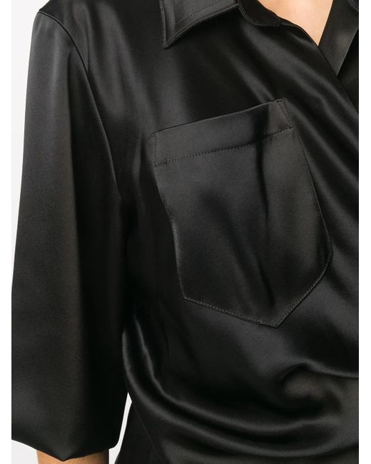 Nanushka Black Satin Wrap Dress