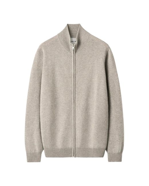 Soft Goat Gray Zip-Up Cashmere Sweater for men