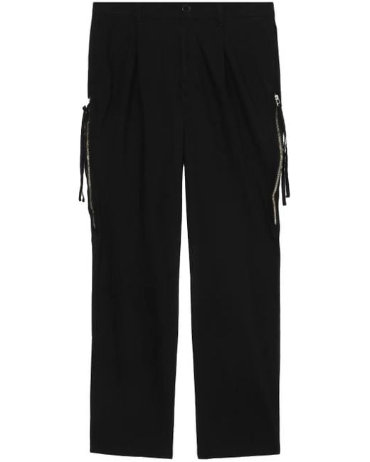 Undercover Black Zip-Detail Straight-Leg Trousers for men