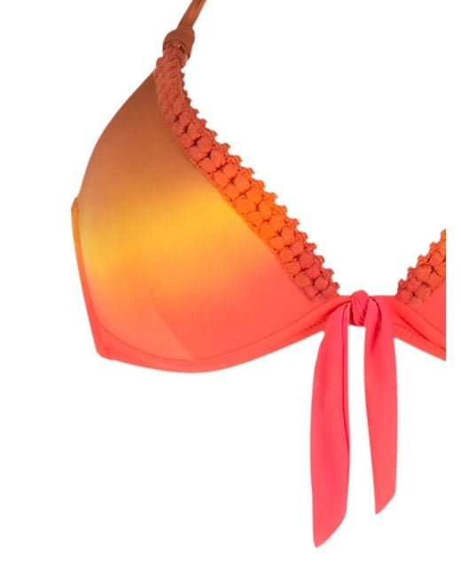 Amir Slama Red Tie Dye Bow-Detai Bikini Set