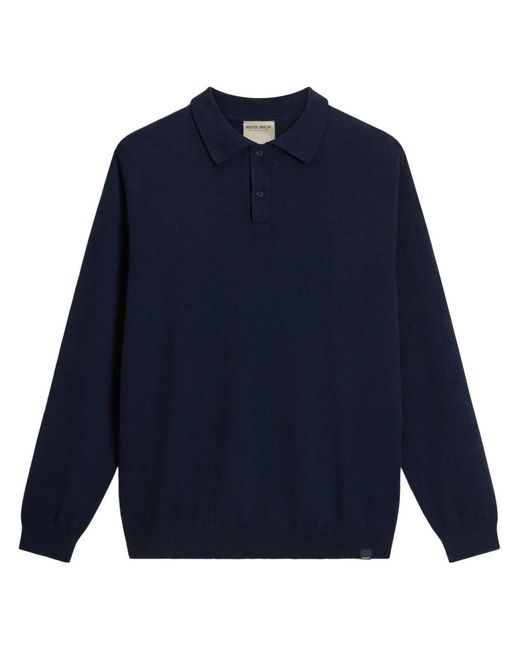 Woolrich Blue Polo Collar Cashmere Sweater for men