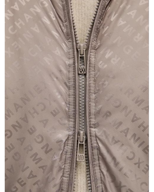 ARMANI EXCHANGE Gray Logo-Print Padded Jacket for men