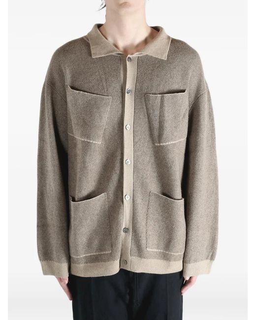 MUTEDANCE Brown Patch-Pocket Cardigan for men