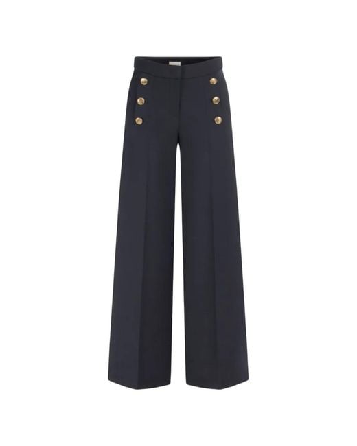 Seductive Blue Button Wide Leg Trousers