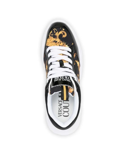 Versace Jeans Couture White Baroque Lace-Up Sneakers for men