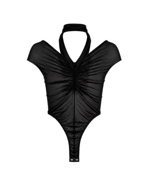 Atlein Black Draped Bodysuit