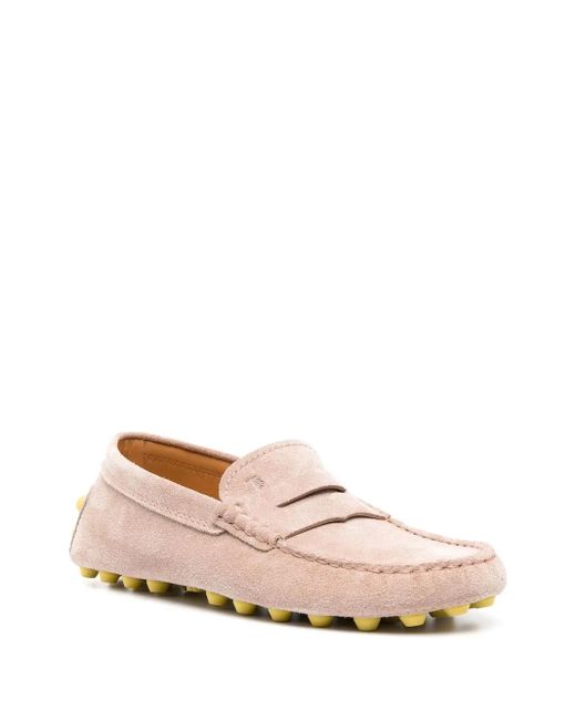 Tod's Pink Gommino Bubble Suede Driving Shoes