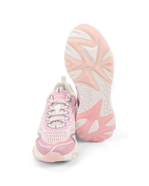 Karl Lagerfeld Pink Blaze Perforated Lace-Up Sneakers