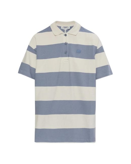 Munthe Blue Striped Embroidered Polo Top