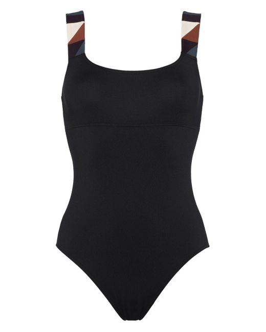 Eres Black Tempo Graphic-strap Swimsuit