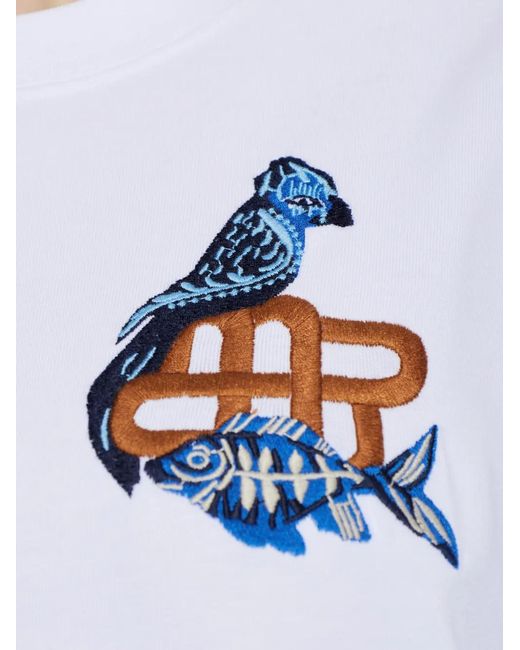 Munthe White Nuri Embroidered-Detail Cotton T-Shirt