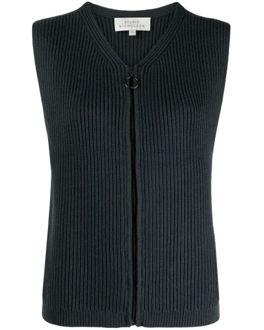 Studio Nicholson Black Akan Ribbed-knit Vest