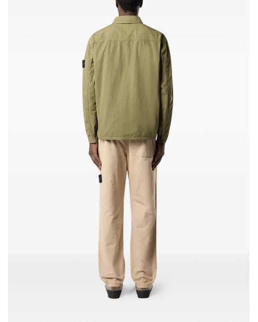 Stone Island Green 1200005 Mercerised Organic Cotton Ripstop Overshirt for men