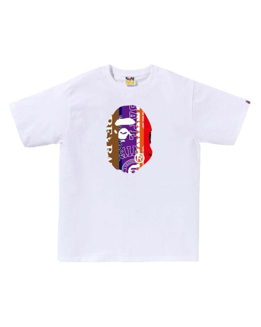 A Bathing Ape White Fans Scarf Ape Head T-shirt for men
