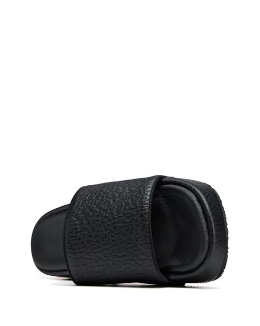 Y-3 Black Pebbled Open-Toe Slides for men