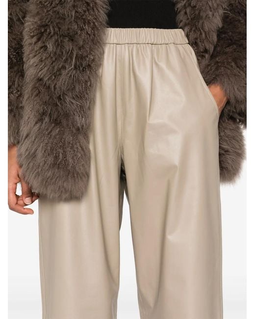 Simonetta Ravizza Natural Sheepskin Elasticated Tapered Trousers