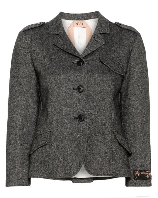 N°21 Black Mélange-Effect Jacket