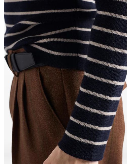 Pull Rayé À Logo Brodé Prada pour homme en coloris Blue