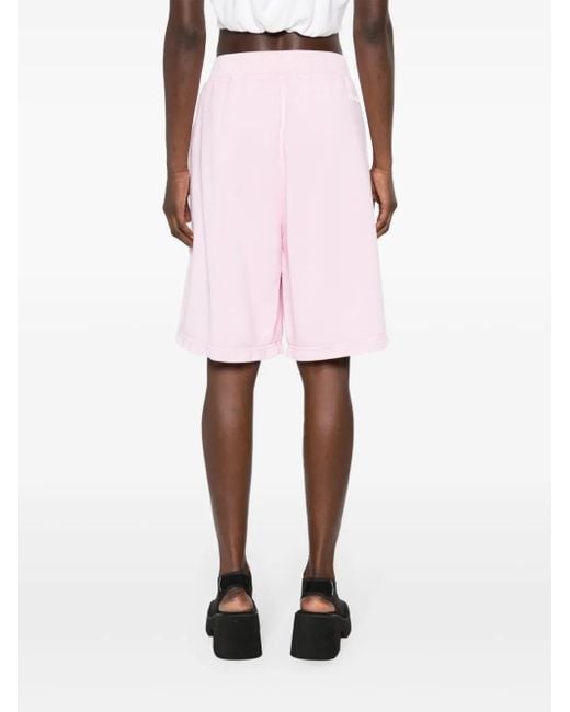 DSquared² Pink Rubberised-Logo Cotton Shorts