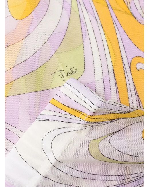 Emilio Pucci White Semi-Sheer Graphic-Print Tights