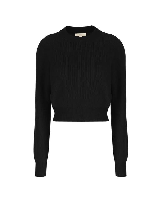 Malo Black Ribbed-Knit Cropped Sweater