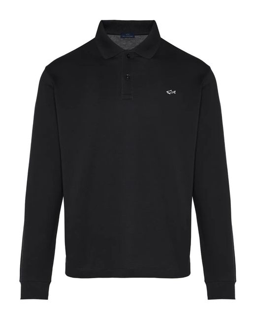 Paul & Shark Black Long-Sleeve Polo Shirt for men